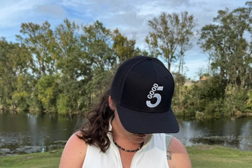 Good 5 Golf Trucker Hat Midnight Black