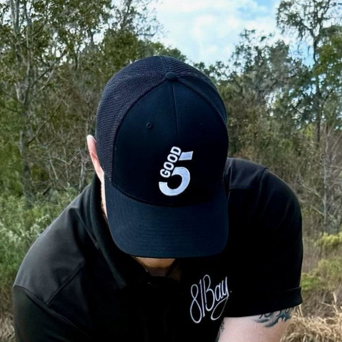 Good 5 Golf Trucker Hat Midnight Black