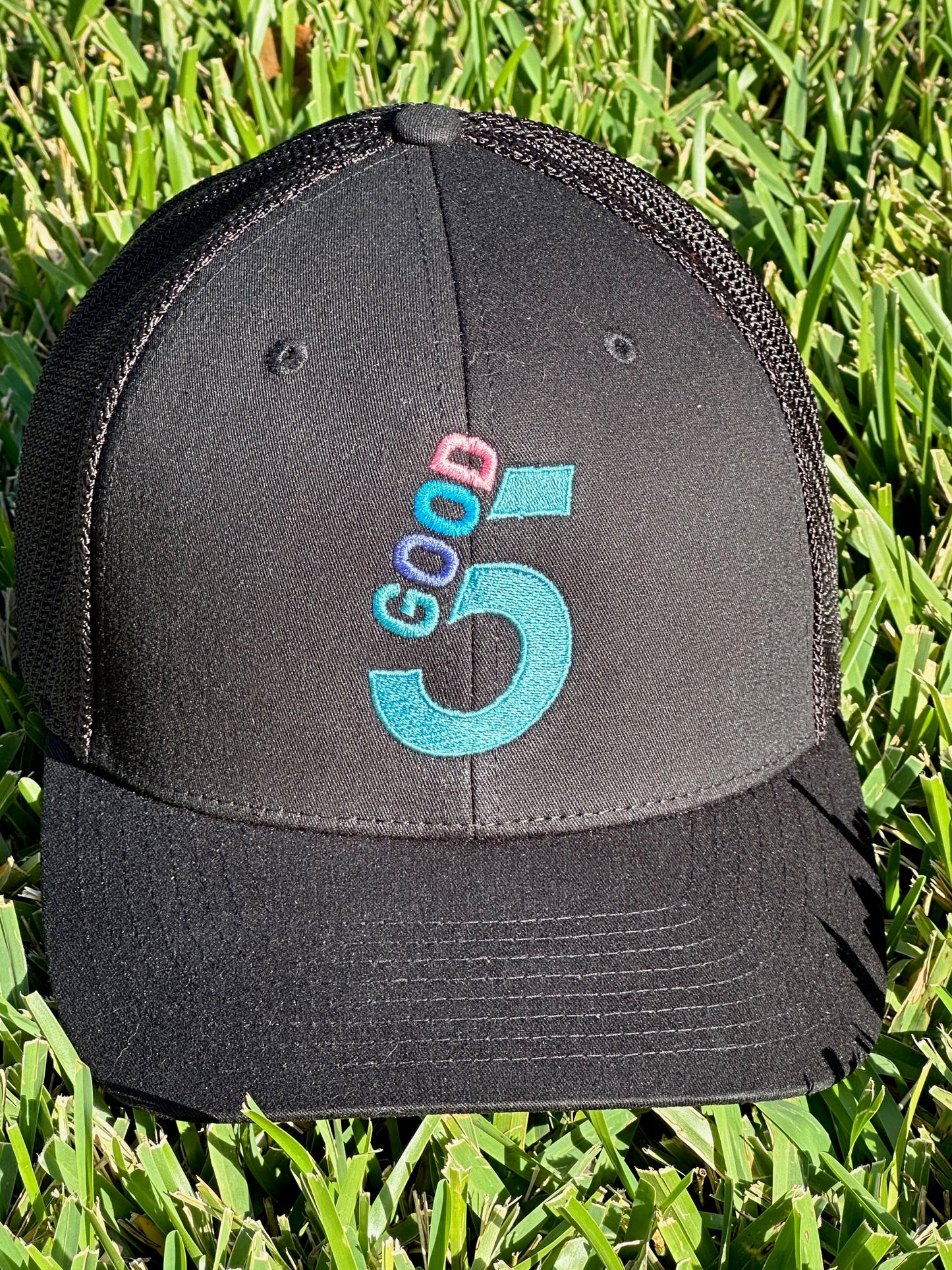 Good 5 Golf Trucker Hat Midnight Black
