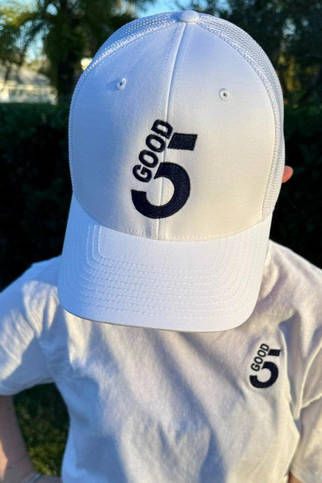 GOOD 5 Golf Trucker Hat Brilliant White