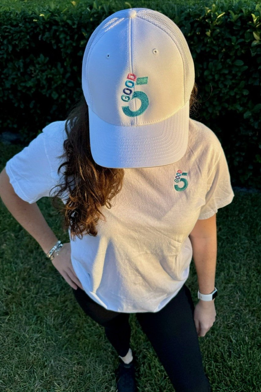 GOOD 5 Golf Trucker Hat Brilliant White