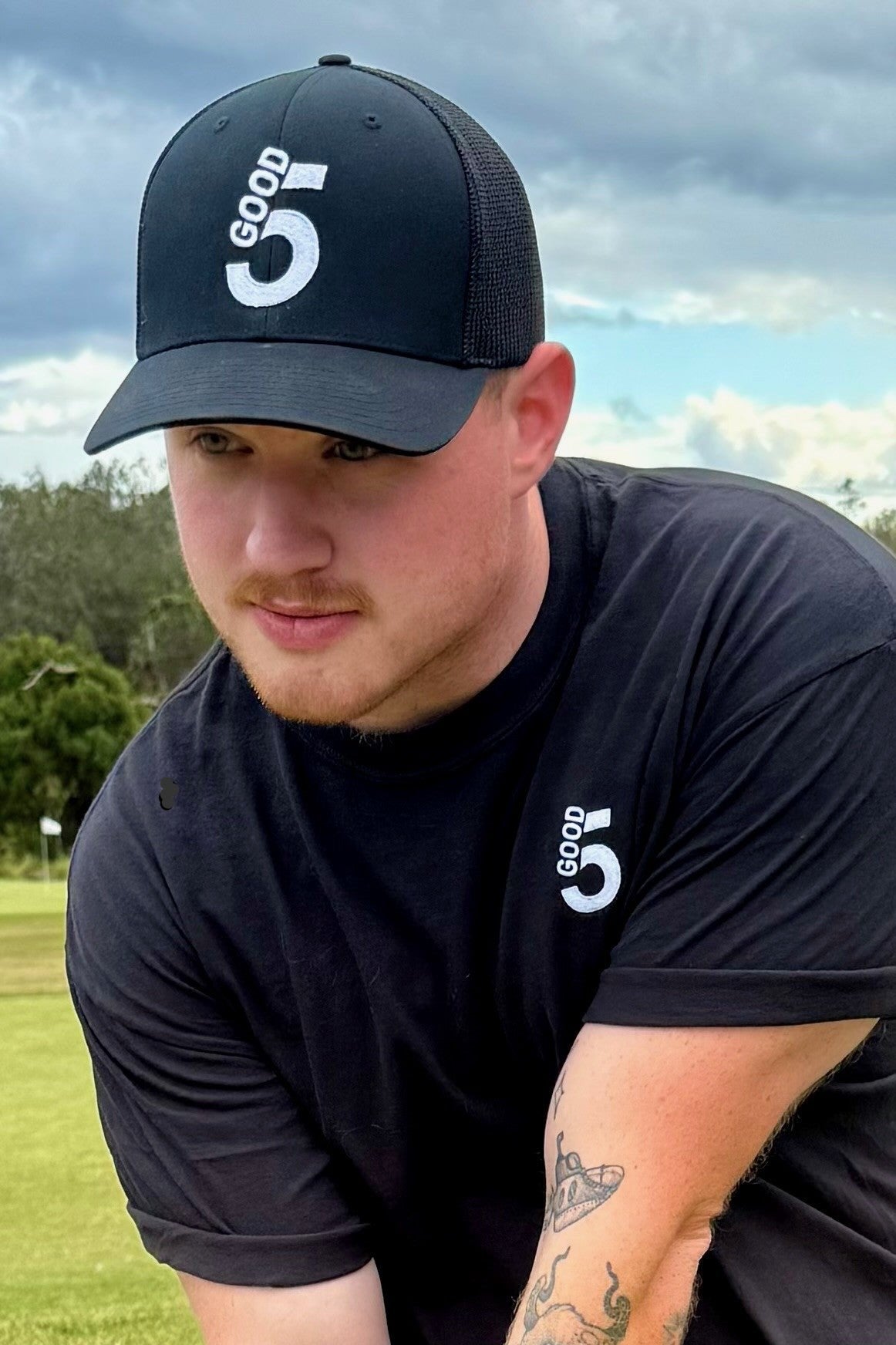 Good 5 Golf Heavyweight Ring Spun Black Tee Shirt