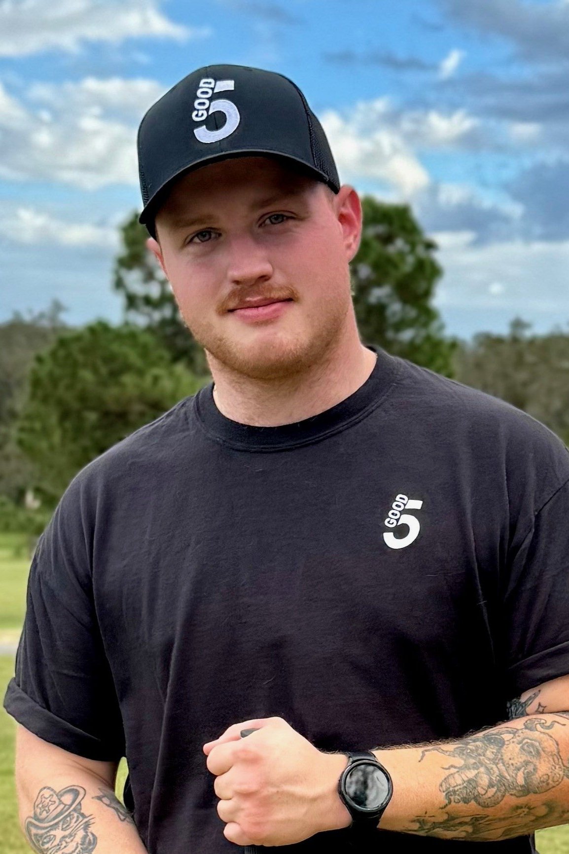 Good 5 Golf Heavyweight Ring Spun Black Tee Shirt