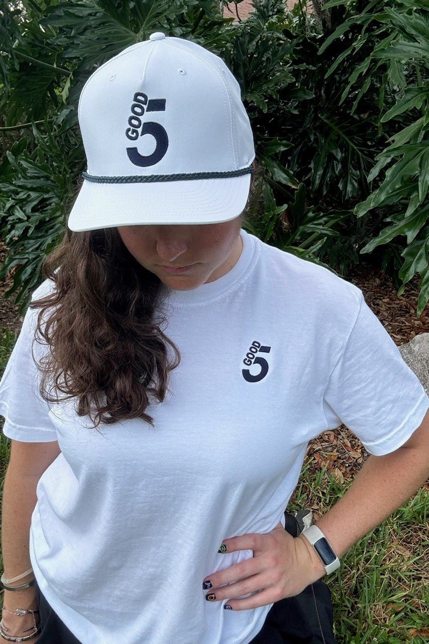 Good 5 Golf Heavyweight Ring Spun White Tee Shirt