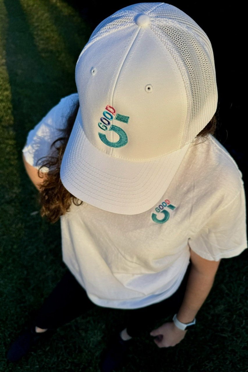 GOOD 5 Golf Trucker Hat Brilliant White