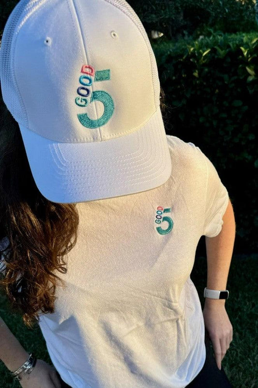GOOD 5 Golf Trucker Hat Brilliant White